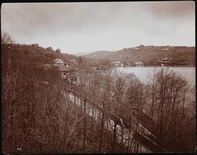 [Tuxedo Lake and houses rom West Lake Drive, Tuxedo Park, N.Y.]