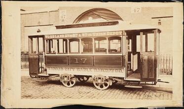 Cable Cars [Kansas City Cable Railway Co. No. 17 streetcar, Woodland Avenue via 8th & 9th to Union Depot.]