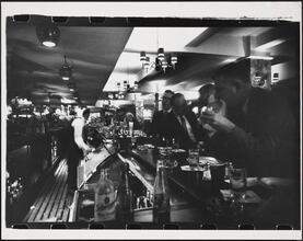 [Interior, restaurant. View behind bar.]