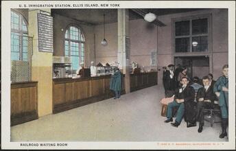 U.S. Immigration Station, Ellis Island, New York. Railroad Waiting Room