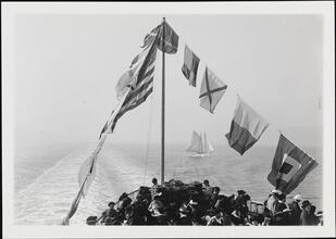 [Ship Bow with flags.]