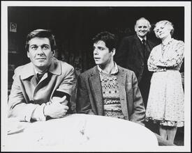 [Brian Murray as Charlie Now, an unidentified actor, Barnard Hughes as Da, and Sylvia O'Brien as Mother in "Da".]