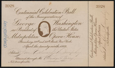 Centennial Celebration Ball of the Inauguration of George Washington as President of the United States