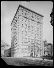 104th Street at the N.W. corner of West End Avenue. Apartment house.