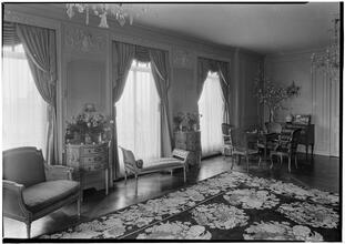Faris R. Russell [residence]. Living room to side windows.