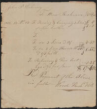Receipted bill issued by Wood Rushmore & Co. to John Peter De Lancey for $17.40, December 12, 1812