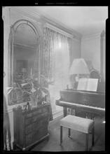 Carroll Carstairs [residence]. Living room mirror and piano.