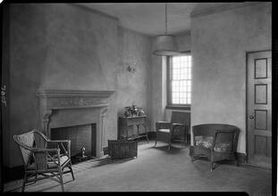 Park Avenue [Methodist Episcopal] Church. Fireplace and society room.