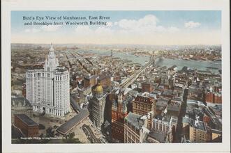 Bird's Eye View of Manhattan, East River and Brooklyn from Woolworth Building.