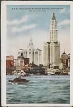 Municipal and Woolworth Buildings, New York City. View from North River.