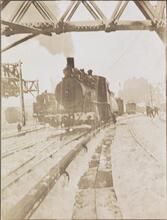 [Train in snow.]