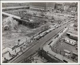 [Aerial view of World Trade Center construction.]