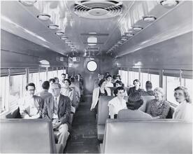 [Long Island commuter train cars.]