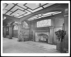 Washington Irving High School, entrance lobby, detail of mantel.