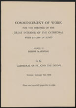 Commencement of Work for the Opening of the Great Interior of the Cathedral With $435,000 In Hand