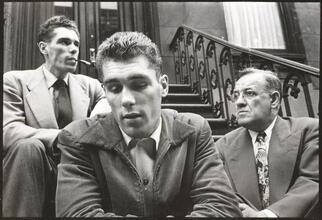 Walter Cartier, Prizefighter of Greenwich Village [Walter and Vincent Cartier with an unidentified man sitting on steps.]