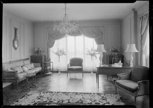 Faris R. Russell [residence]. Living room to large window.