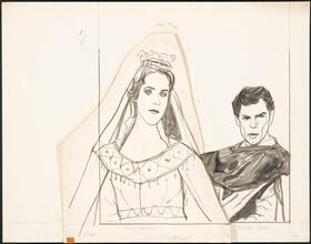[Julie Andrews as Guenevere and William Squire as Arthur in "Camelot".]