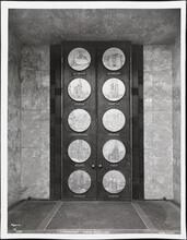 [S.S. "Normandie", Dining Salon Doors, Cabin Class.]