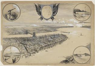 [Aerial view of Lower Manhattan.]