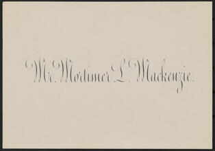 Mr. Mortimer L. Mackenize [Wedding to Harriette P. Williams.]