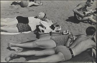 [Sunbathers on Coney Island beach.]