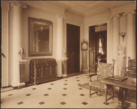 [Interior, room in residence or clubhouse.]