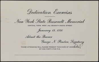Dedication Exercises. New York State Roosevelt Memorial