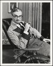 [Unidentified actor in the role of Sheridan Whiteside in "The Man Who Came to Dinner".]