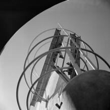 [Construction of the New York World's Fair site. Detail of the Production and Distribution building.]