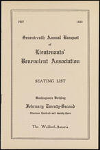 Seventeenth Annual Banquet of Lieutenants' Benevolent Association. Seating List