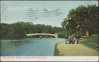 Lake and Bow Bridge, Central Park, New-York.