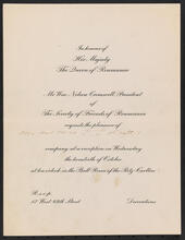 [Reception in honor of Her Majesty the Queen of Roumania.]
