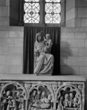 [Sculpture of Madonna and child at the Cloisters.]