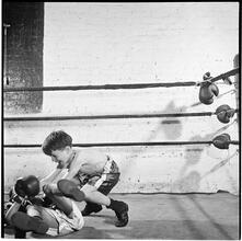 Boxing [at the] Police Athletic League [Two boys boxing.]