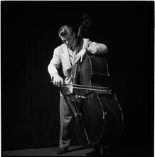 Swing Band Contest Sponsored by LOOK [Man playing an upright bass.]