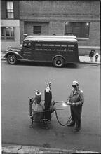 Paddy Wagon [Man with welding equipment used in the making of the television show Paddy Wagon.]