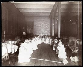 Prayer time in the nursery, Five Points House of Industry.