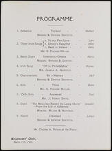 [Music program for the Engineers Club Irish dinner.]