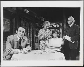 [David Leary as Charlie Now, Charley Lang as Young Charlie, Sylvia O'Brien as Mother and Barnard Hughes as the title role in "Da".]