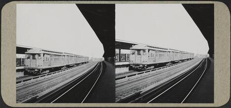Elevated train at station.