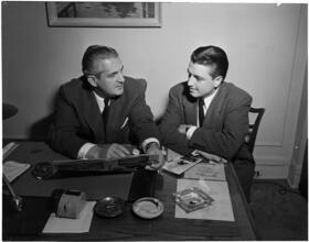 [Ben Bodne, owner of the Hotel Algonquin, talking to the hotel's manager, Sidney J. Colby.]