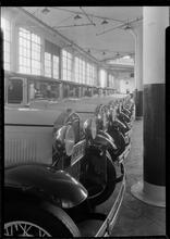 Rex Cole garage. Sharp view of line of Fords.