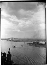 Views from 80th Street and East River. View northeast, Welfare Island and Hell Gate Bridge vertical.