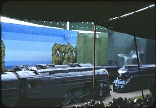 [Trains for the Parade of Railroads show.]