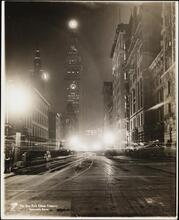 [Madison Square at night, showing Metropolitan Life Tower and Madison Square Garden.]