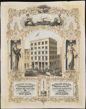 Joseph Laing & Co. Lithographers, Engravers & Printers and Edward Evans, Wholesale and Retail Clothing Warehouse, 66 Fulton Street.