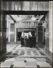 60 Wall Street [70 Pine Street]. Cities Service Company. Interior, information desk, main lobby