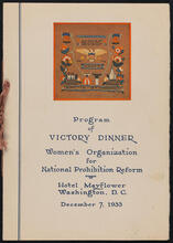 Victory Dinner. Women's Organization for National Prohibition Reform