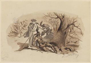 [Fight between trappers and Native Americans.]